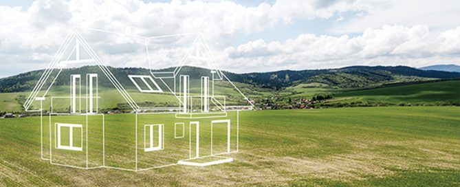 blueprint house in field